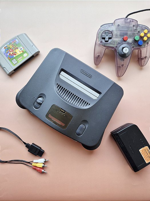 Nintendo 64 (N64) + Controle Atomic Purple Original + Jogo Super Mario