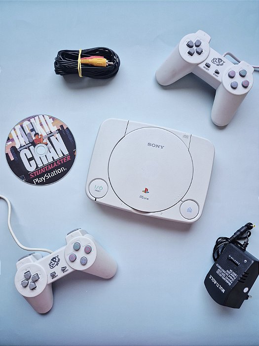 PlayStation 1 (PS One Slim) Completo + 2 Controles + Jogo Mídia Física