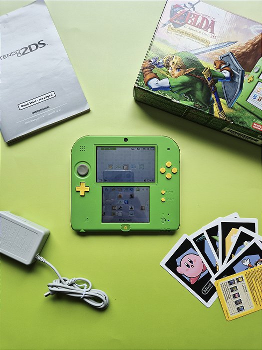 Nintendo 2DS The Legend Of Zelda Ocarina Of Time Edition + Cartão De Memória 4GB Configurado e Com Jogos Instalados