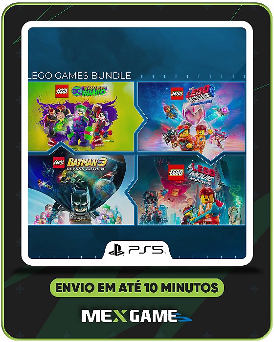 CONJUNTO DE JOGOS LEGO SUPER VILÕES, BATMAN 3, UMA AVENTURA LEGO 1 E 2- PS5 - MIDIA DIGITAL