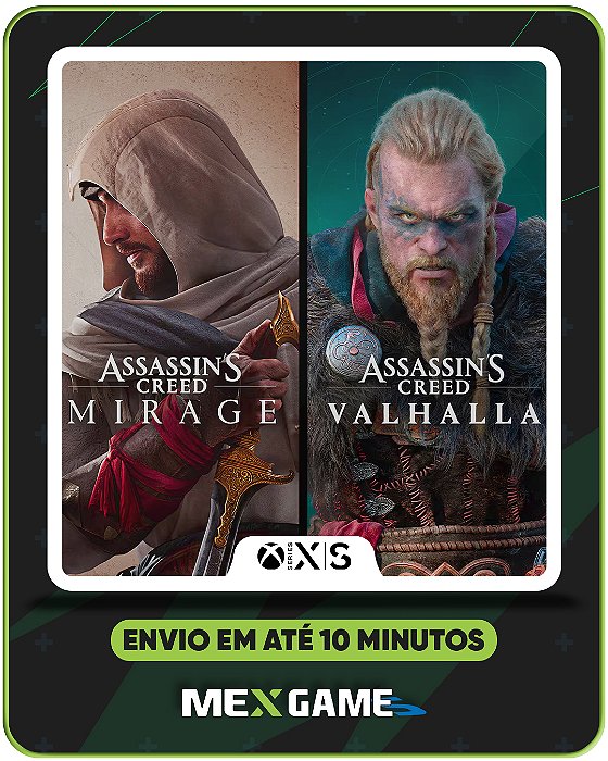 PACOTE ASSASSIN’S CREED MIRAGE E ASSASSIN'S CREED VALHALLA - XBOX SERIES X|S - MÍDIA DIGITAL