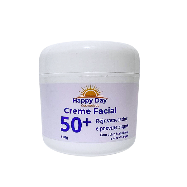 Creme Facial 50+ Para Rugas Com Acido Hialurônico Antirrugas e Antissinais 120g Happy Day Cosméticos