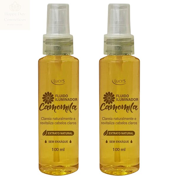 Kit Clareador 2 Fluido Iluminador Camomila Clareia Naturalmente e Revitaliza Cabelos 100ml Lucy's.