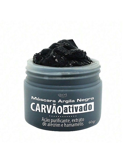 Máscara Argila Negra Carvão Ativado - Ação Purificante, Extrato De Alecrim e Hamamélis Lucy's 60g