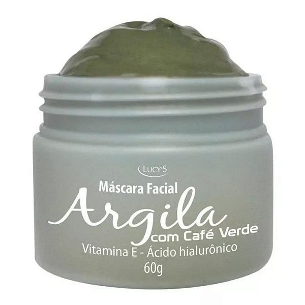 Mascara Argila Verde Facial Skin Care Clareador e Antirrugas Com Acido Hialurônico e Vitamina E Lucys 60g