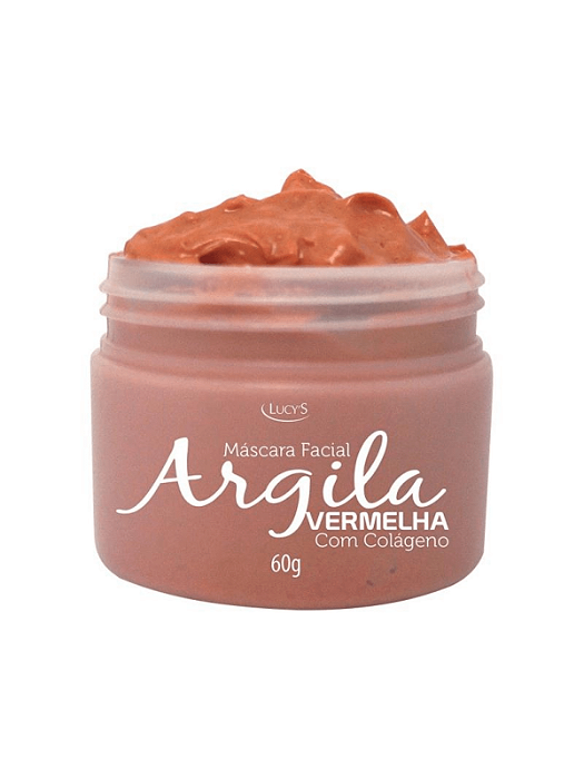 Mascara Argila Vermelha Facial Skin Care Clareador e Antirrugas Com Vitamina E e Colágeno Lucys 60g