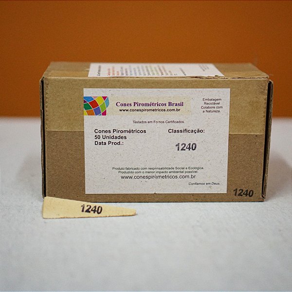 CONE PIROMETRICO NACIONAL NUMERO 7 - 1240 GRAUS (CAIXA 50 UNIDADES)
