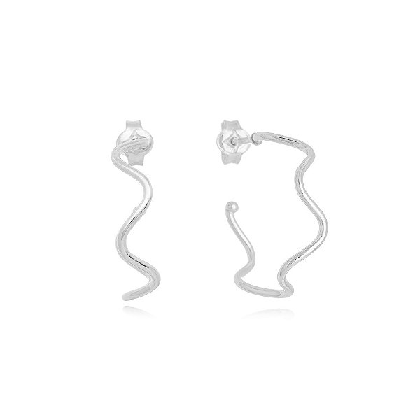 Brinco Argola Ondulada Prata 925 Feminino Essenza