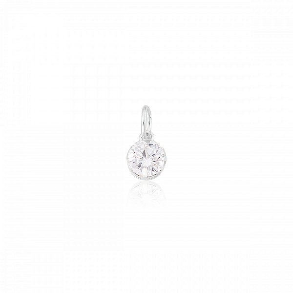 Pingente Ponto de Luz Médio Cristal em Prata 925 Clássica