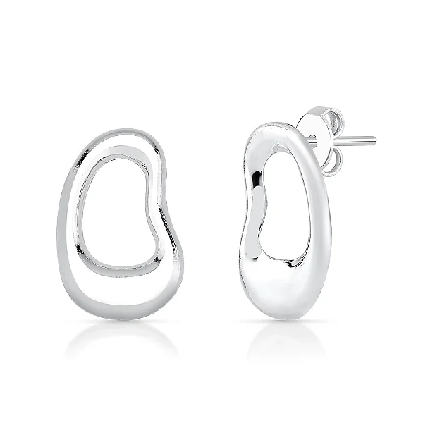 Brinco Orgânico Vazado Liso Prata 925 Feminino Essenza