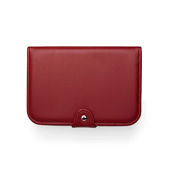 Porta Joias Vermelho de Couro com Espelho e Interior Aveludado