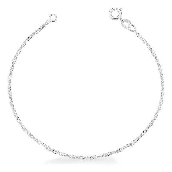 Pulseira Singapura Prata 925 Legítima Feminina 18cm Twist
