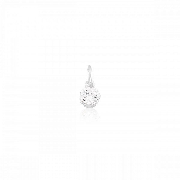 Pingente Ponto de Luz Pequeno Cristal em Prata 925 Clássica