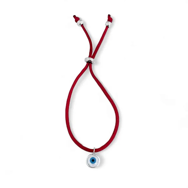 Pulseira Vermelha com Fio de Seda Olho Grego em Madrepérola Prata 925 Escudo Invisível