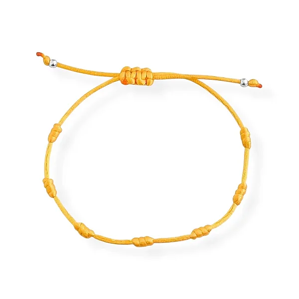 Pulseira 7 Nós da Confiança Amarela Bolinhas em Prata 925 Escudo Invisível