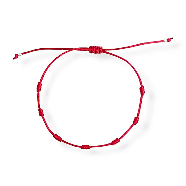 Tornozeleira 7 Nós da Proteção Vermelha Prata 925 Escudo Invisível