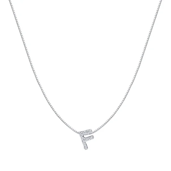 Colar Letra Inicial "F" Cravejada 40cm Prata 925 Brilliance