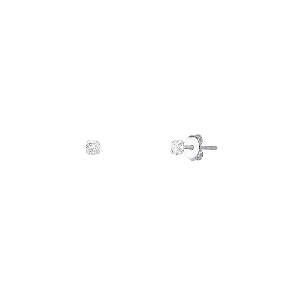 Brinco Ponto de Luz de Prata 925 Redondo Zircônia 4mm Clássica