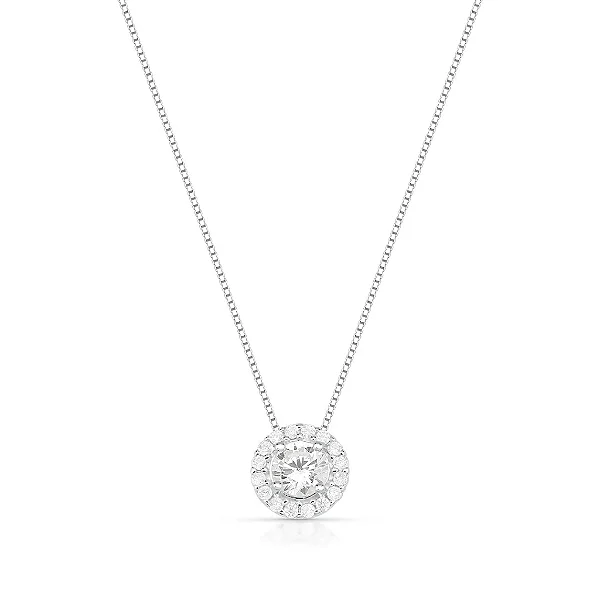Colar Gargantilha Ponto de Luz Cravejado Redondo 45cm Cristal Prata 925 Lume
