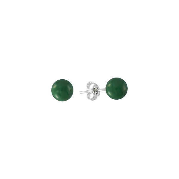 Brinco Bola 7mm Verde Bandeira em Prata 925 Resinado
