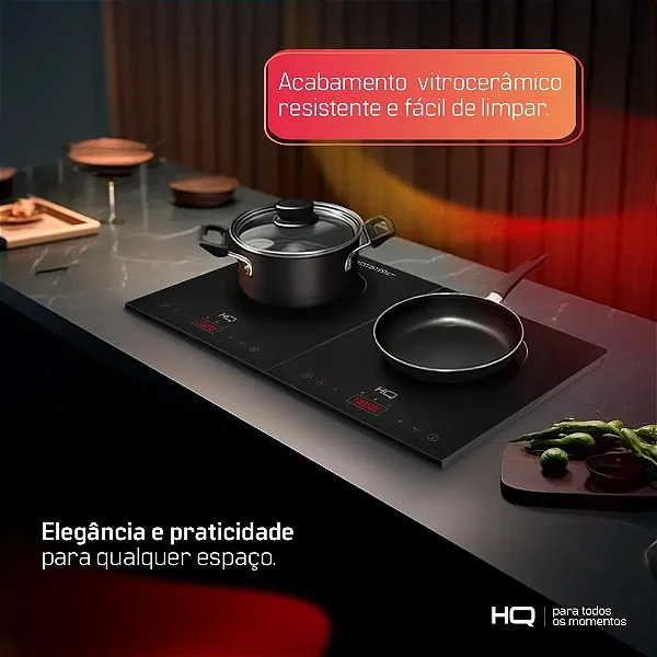 Cooktop de Indução HQ 2 Bocas Portátil 3500W Preto HQ-IDS3502 220V