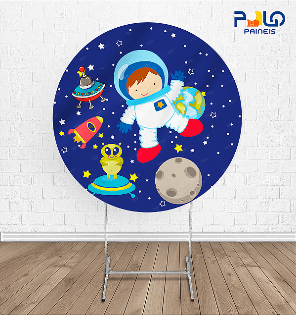 Painel Redondo Astronauta 2 - Tecido Sublimado