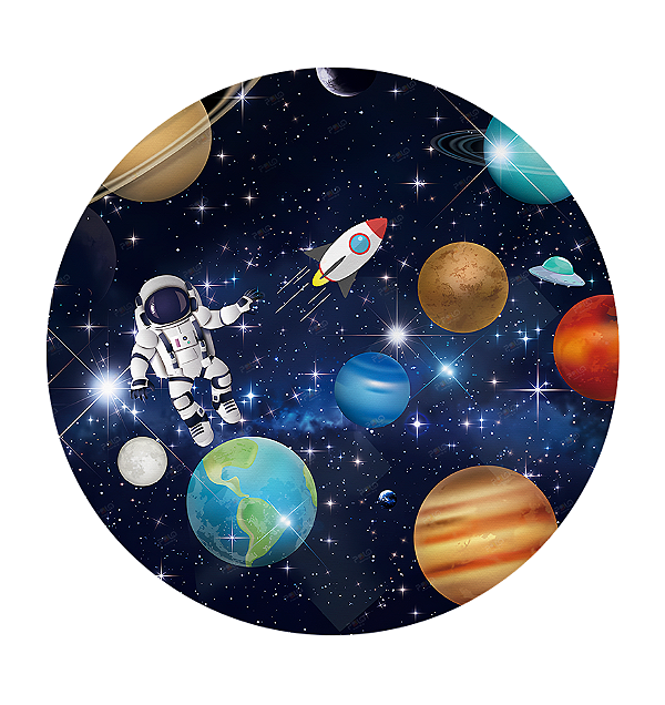Painel Redondo Astronauta 7 - Tecido Sublimado