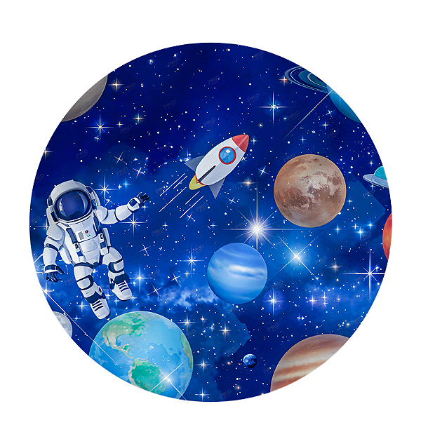 Painel Redondo Astronauta 9 - Tecido Sublimado