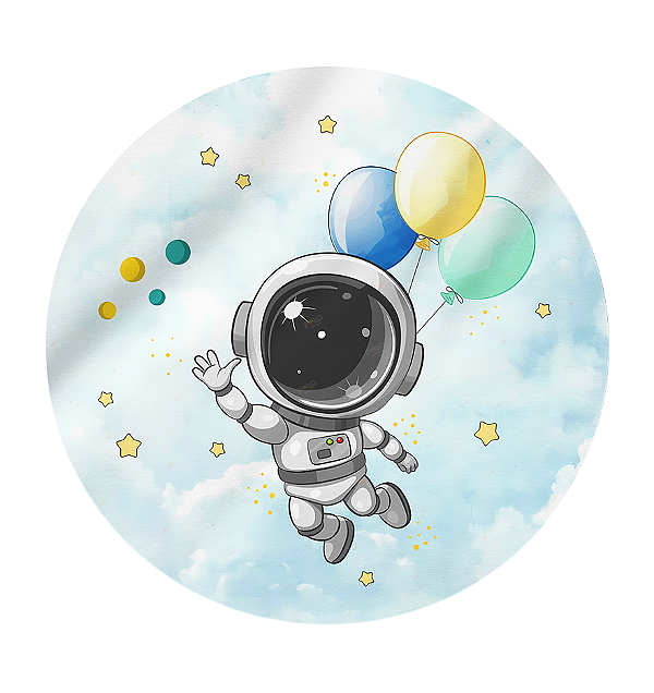 Painel Redondo Astronauta 10 - Tecido Sublimado