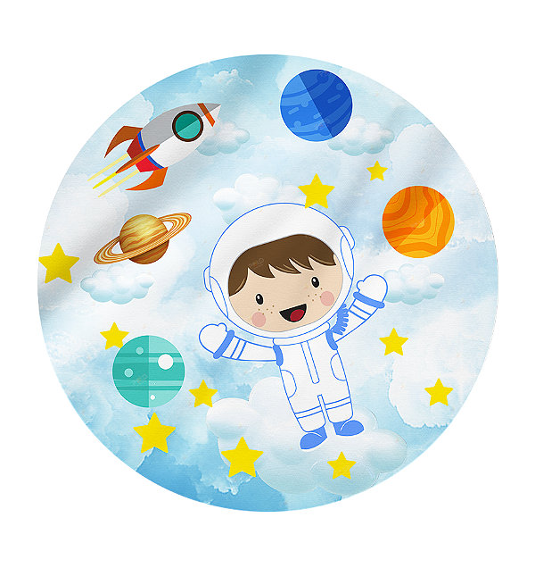 Painel Redondo Astronauta 13 - Tecido Sublimado