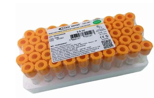 Mini Tubo Gel Separador 0.5ml - Labor Import - C/ 50 Unidades