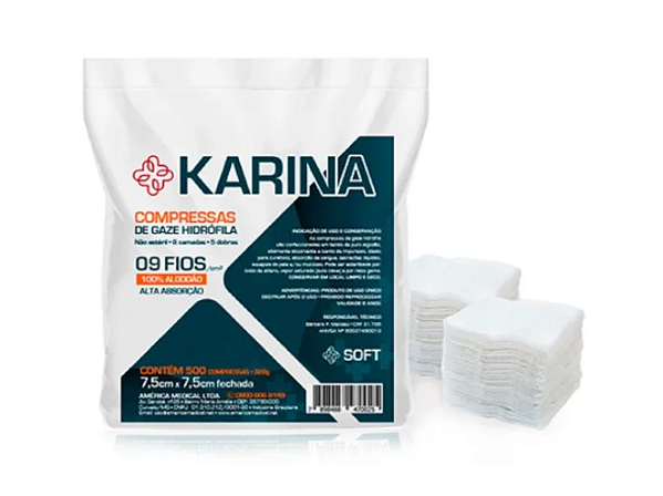 Compressa De Gaze N/Estéril 9 Fios - Karina - C/500