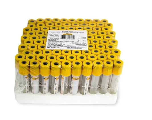 Tubo Gel a Vácuo  Labor Import  - C/ 100 Unid - Plástico 3,5ml