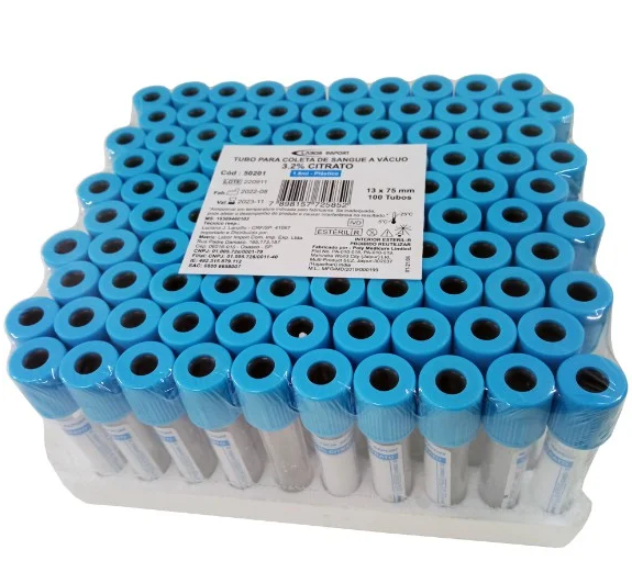 Tubo Citrato a Vácuo - Labor import - Plástico 1,8ml C/ 100 Unid