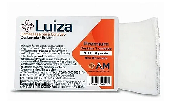 Curativo Cirúrgico Algodonado Estéril Zobec - Luiza - 15x30cm Unid