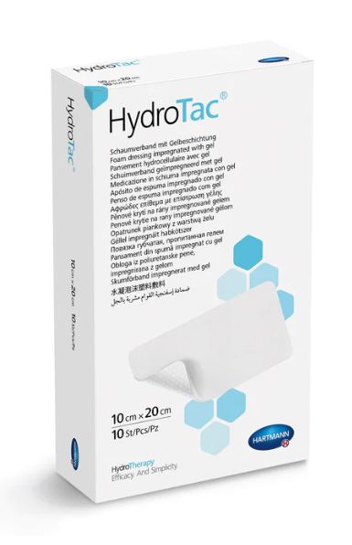 Curativo Espuma de poliuretano e Hidrogel - Hartmann - 10cm x 20cm HydroTac Unid