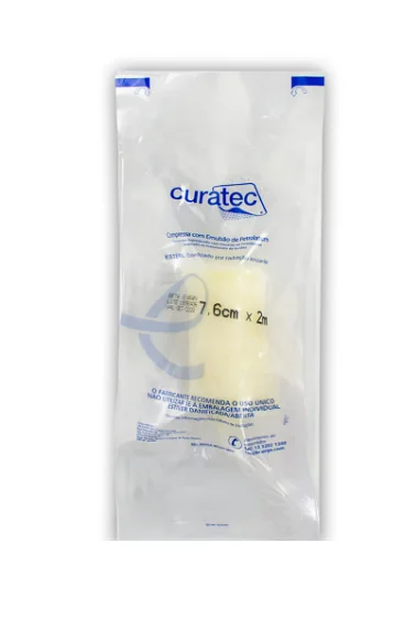 Curativo Compressa com Emulsão de Petrolatum - Curatec - 7,6cm x 2M
