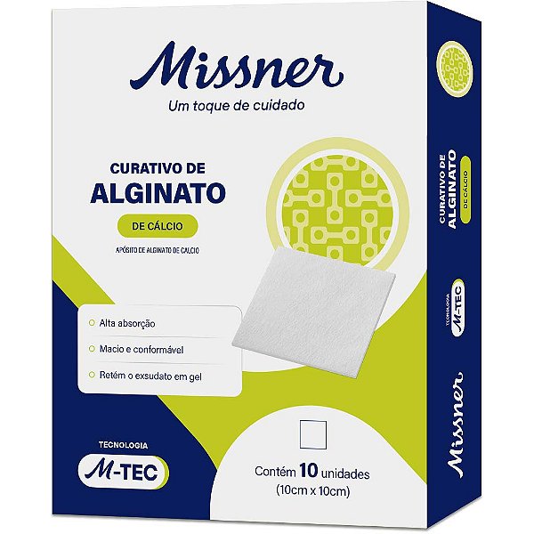 Curativo M-Tec Alginato de Cálcio 10X10cm 1 unidade - Missner