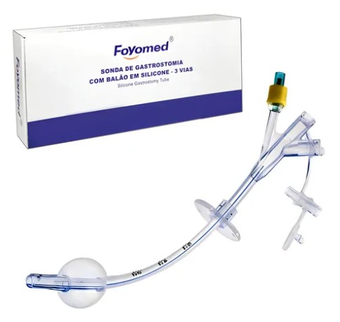Sonda para Nutrição Enteral Gastrostomia c/ balão Silicone - 3 vias 20Fr Foyomed