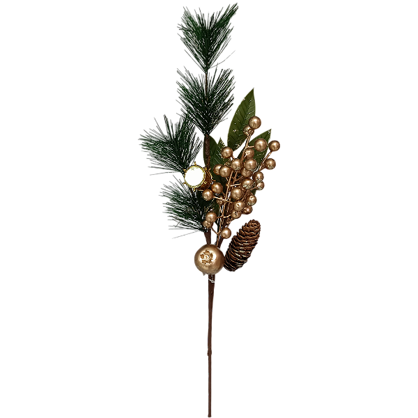 Enfeite Galho Natalino Dourado 60cm