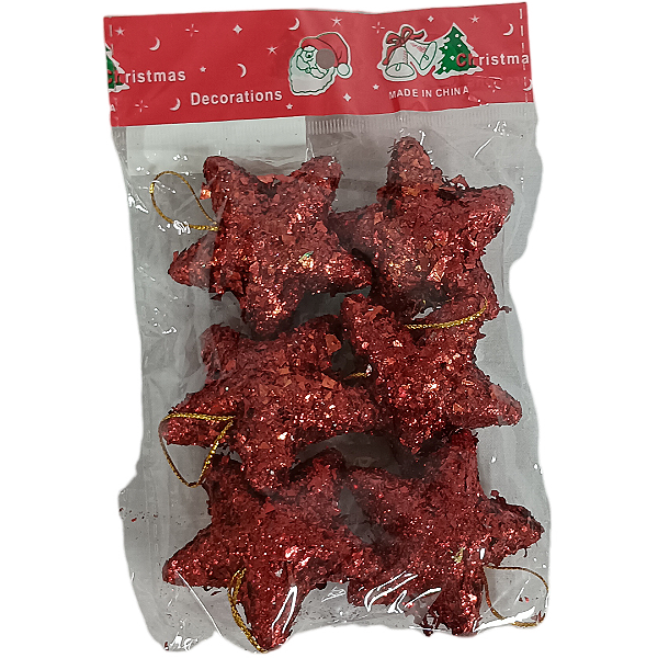 Estrela de Natal 6cm vermelha - 6 und