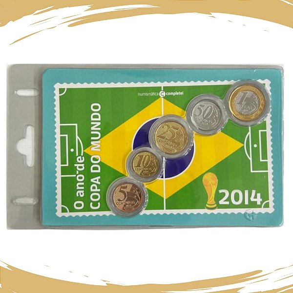 Blister com a Série de Moedas Real 2014 FC - Ano Raro - Edição Temática
