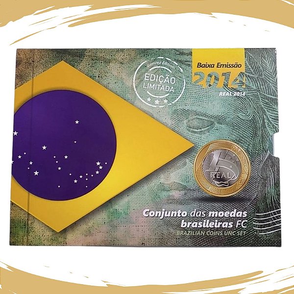 Blister com as 5 Moedas Real 2014 FC - Ano Raro - Edição Limitada