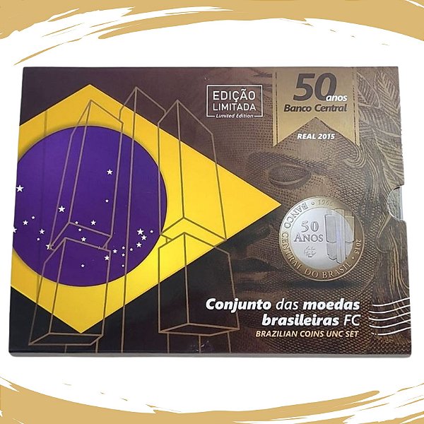Blister com as 5 Moedas Real 2015 FC - Ano Raro - Edição Limitada