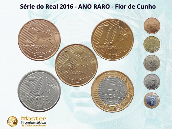 Set de moedas do Real 2016 - Raro - Completo - FC