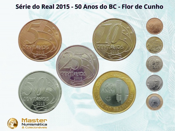 Set de moedas do Real 2015 - Raro - Completo - FC