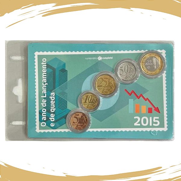 Blister com a Série de Moedas Real 2015 - FC - Ano Raro - Edição Temática