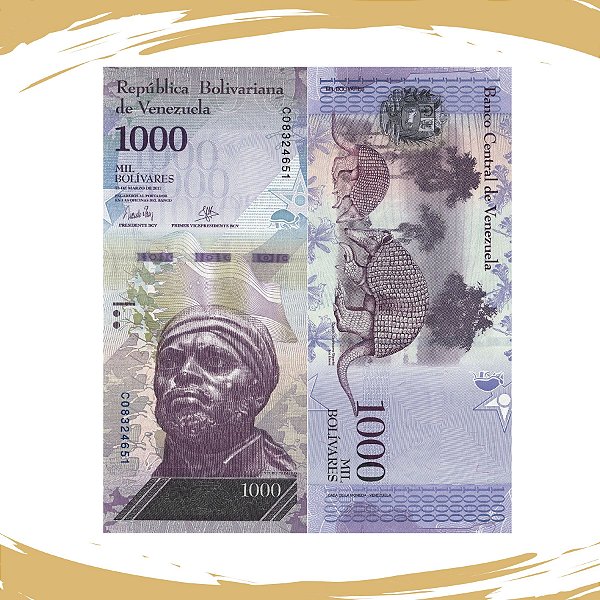 Cédula da Venezuela P-95b - 1000 Bolívares Fuerte 2017 - FE