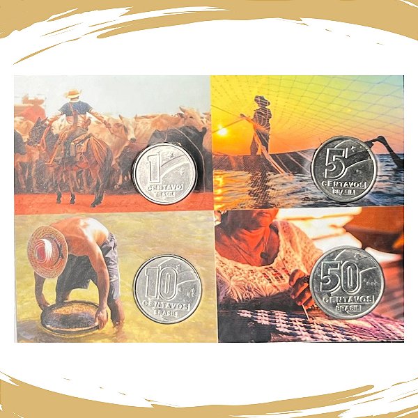 Cartela com as Moedas de 1 a 50 Centavos - Profissões - 1989/1990