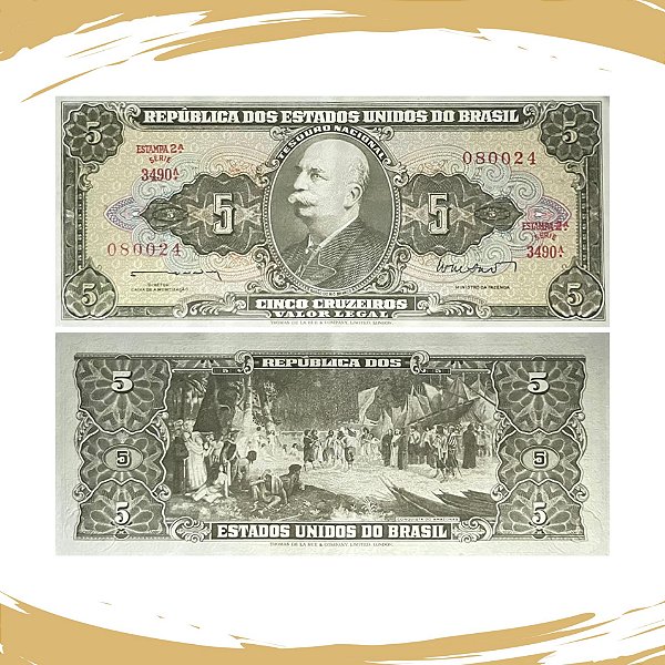 Cédula do Brasil - 5 Cruzeiros 1962 C-071 - 2ª Estampa - Série 3490 - Sob/Fe